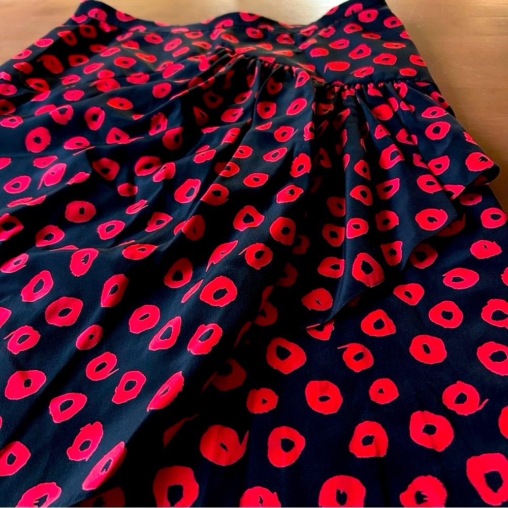Vtg Ann Lawrence Silk Frill Front Skirt
